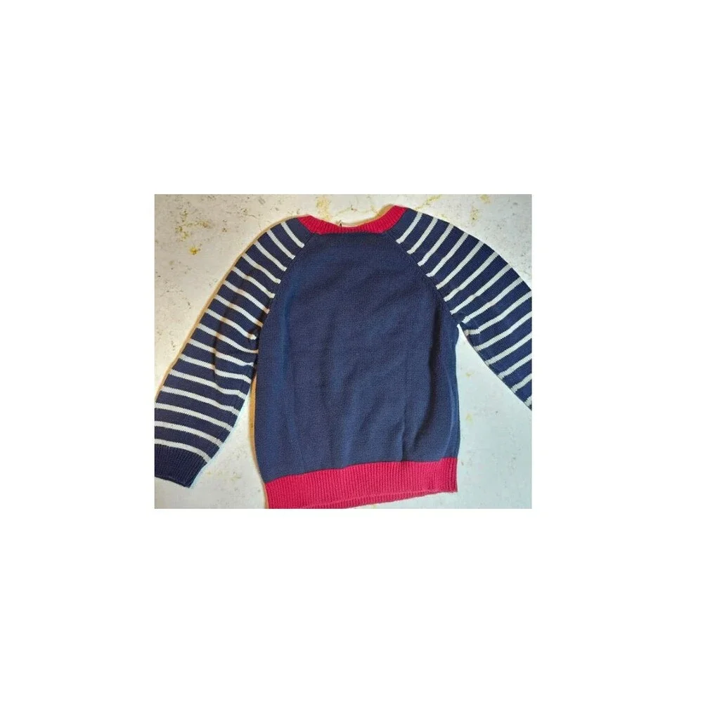 Gymboree Boys Sweater 4T Fire Truck Pullover Blue Red Striped Sleeves EUC